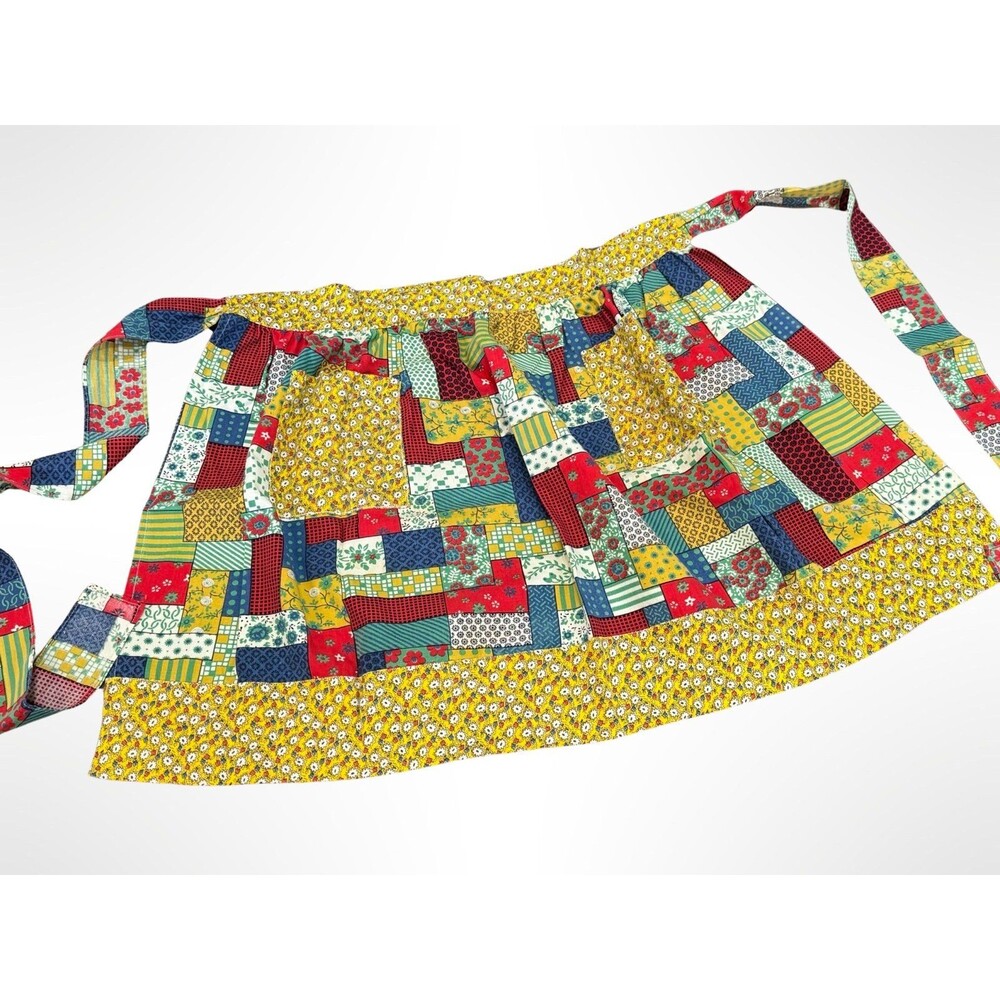 Vintage 70’s Patchwork Quilt Handmade Apron One-of-a-kind!